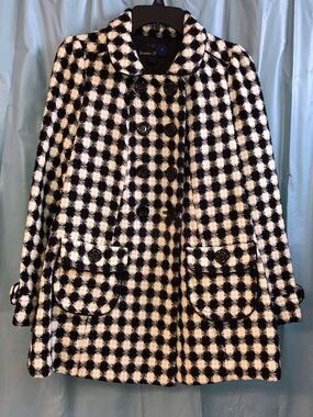 Forever 21 Black & White Checkered Double-Breasted Coat